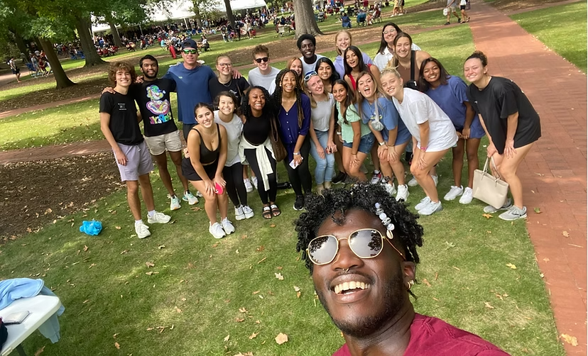 AED members gathered on the Horseshoe for a group selfie