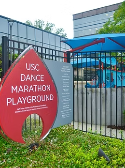 USC Dance Marathon playground sign at the children's hospital